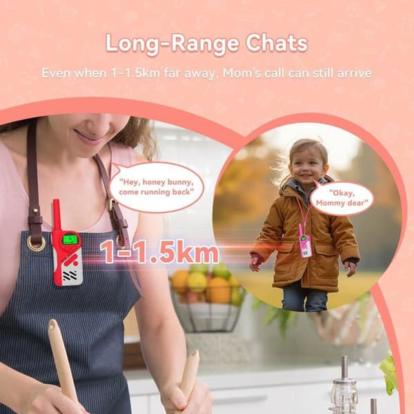 Retevis EZTalk 670 Walkie Talkie Lång Räckvidd, Walkie Talkie För Barn i Säkert Läge, LED Lampa, Leksaker för Barn 6-13 År (3 Stycken)