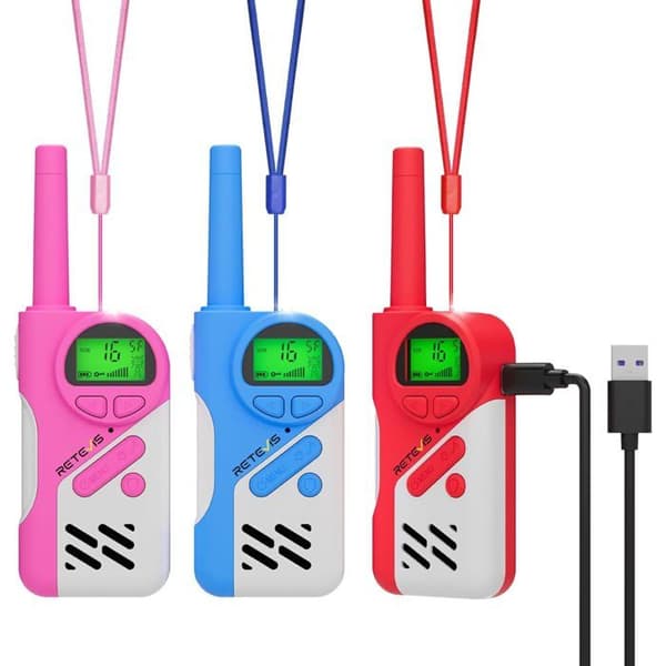 Retevis EZTalk 670 Walkie Talkie Lång Räckvidd, Walkie Talkie För Barn i Säkert Läge, LED Lampa, Leksaker för Barn 6-13 År (3 Stycken)