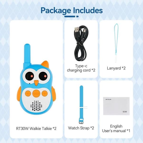 Toy Talkie-walkie för Barn Retevis RT30W, Laddningsbar Lek, för Utomhusspel, Camping, Äventyr, Tvåvägsradio