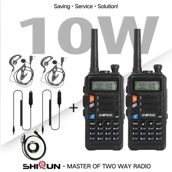 Walkie Talkie, 10W effekt, långdistanskommunikation,12V-Kabel-HD