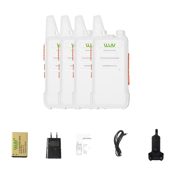 Mini Kätevä Kannettava VHF-puhelin, Taajuusalue 400-470 MHz, Teho 3w-5w, Akun Kapasiteetti 1000 mAh,EU, VALKOINEN-4KPL