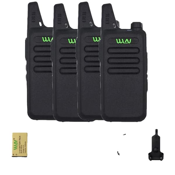 Mini Handy Bærbar Walkie Talkie, Frekvensområde 400-470 MHz, Udgangeffekt 3w-5w, Batterikapacitet 1000 mAh,Sort-4PCS, EU