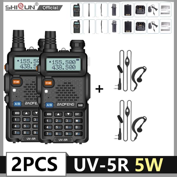Walkie Talkie, Teho-tilat, 128 Kanavaa, IP45 Vesitiivis,2PCS-5W-FM-Päänuho