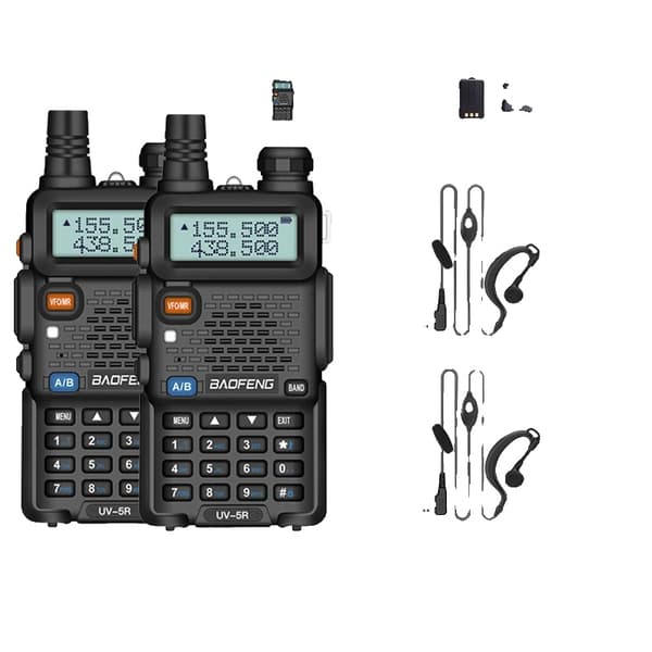 Walkie Talkie, Strömlägen, 128 Kanaler, IP45 Vattentålig,2PCS-5W-FM-Hörlurar