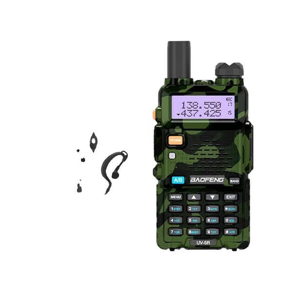 Walkie Talkie, Teho-tilat, 128 Kanavaa, IP45 Vesitiivis,5W-FM-Camo-Päähine