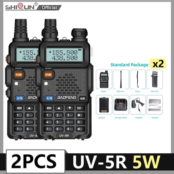 Walkie Talkie, Teho-tilat, 128 Kanavaa, IP45 Vesitiivis,2PCS-5W-FM