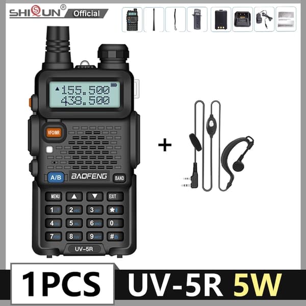 Walkie Talkie, Strømmode, 128 Kanaler, IP45 Vandtæt,5W-FM-Hovedtelefon