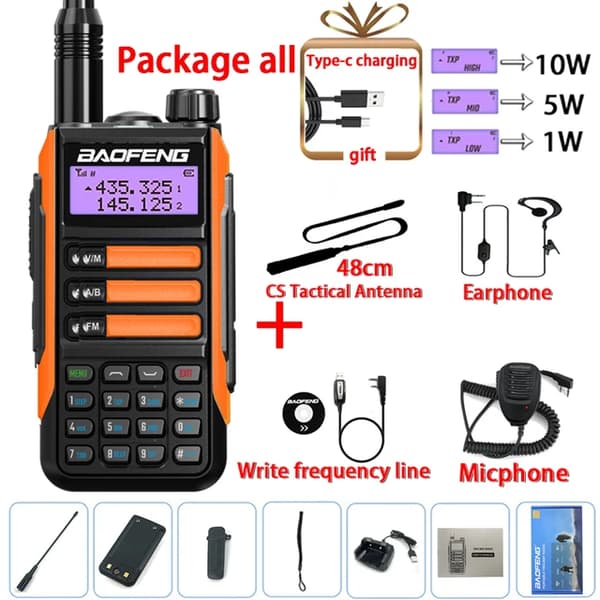 Walkie Talkie, Lång räckvidd, Vattentät, Orange Paket allt