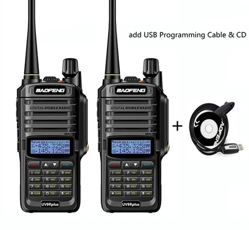 Baofeng UV-9R Plus Walkie Talkie, IP67 Vandtæt, Langdistancekommunikation,tilføj cd program kabel