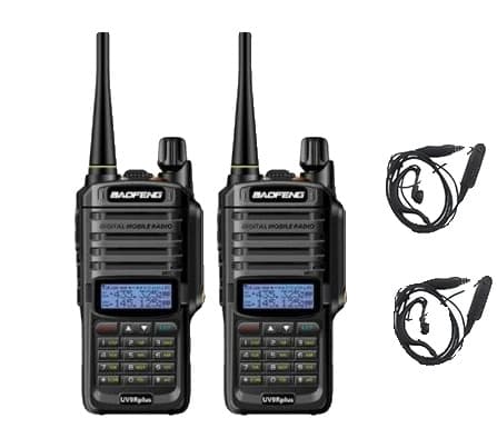 Baofeng UV-9R Plus Walkie Talkie, IP67-vesitiivis, pitkän kantaman kommunikointi,Lisää 2 kuulokemikrofonia