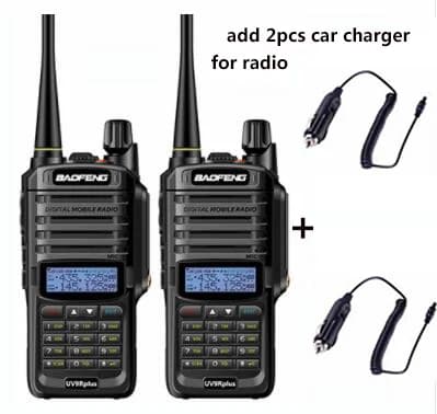 Baofeng UV-9R Plus Walkie Talkie, IP67 Vandtæt, Langdistancekommunikation,tilføj 2 biloplader
