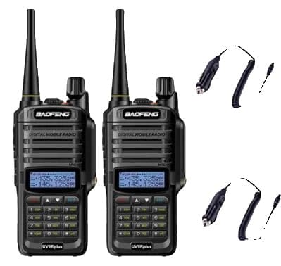 Baofeng UV-9R Plus Walkie Talkie, IP67 Vandtæt, Langdistancekommunikation,tilføj 2 biloplader