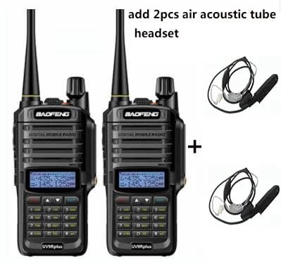 Baofeng UV-9R Plus Walkie Talkie, IP67 Vattentät, Kommunikation på Långt Avstånd,lägg till Air Tube Headset