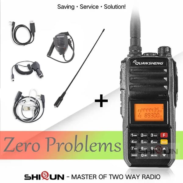 Pitkä kantama 5-10 km, 4000 mAh akku, kaksitaajuus VHF UHF,Täysi