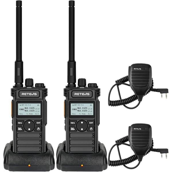 Retevis RT86S Talkie Walkie med Hörlurar, Tvåvägsradio Lång Räckvidd, LCD Skärm 2600 mAh USB C, Gruppsamtal, 2 Stycken