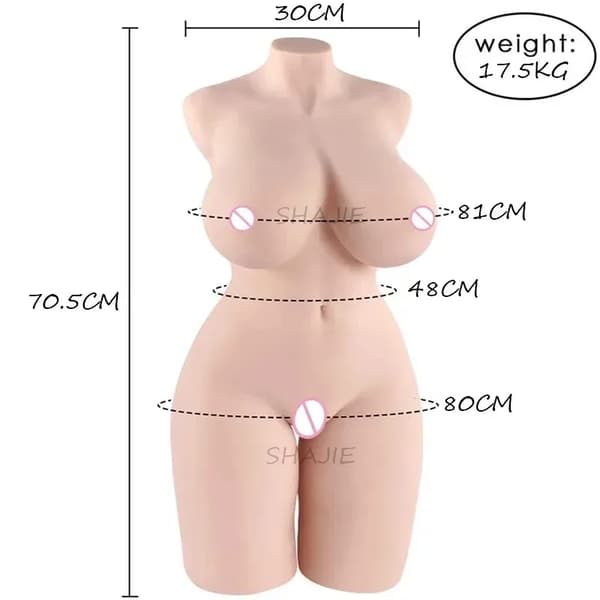Realistinen TPE-nukke, useita painovaihtoehtoja, huomaamaton pakkaus,17,5 kg