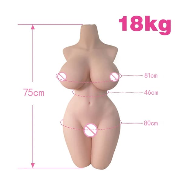 Manlig masturbatordocka, dubbelkanalsdesign, mjukt TPE-material,18KG