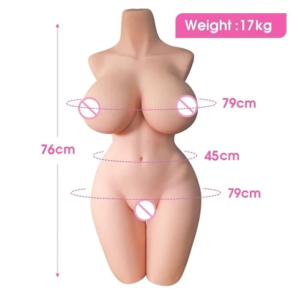 Realistisk silikonsexdocka, vikt 17 kg, höjd 76 cm,17KG Ingen huvud
