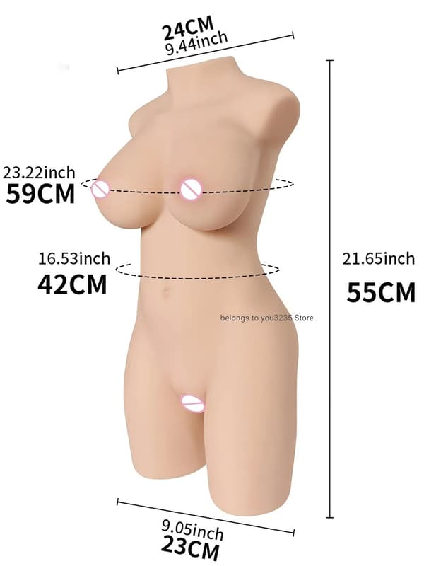 Halvkroppsdocka, Realistiskt TPE-material, Bärbar design på 9,5 kg,9,5 kg