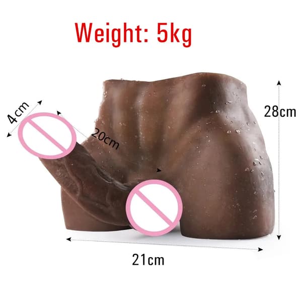 Silikone Mandlig Torso, Realistisk Følelse, Vandtæt Design, Flere Stile Tilgængelige,D Stil-Brun
