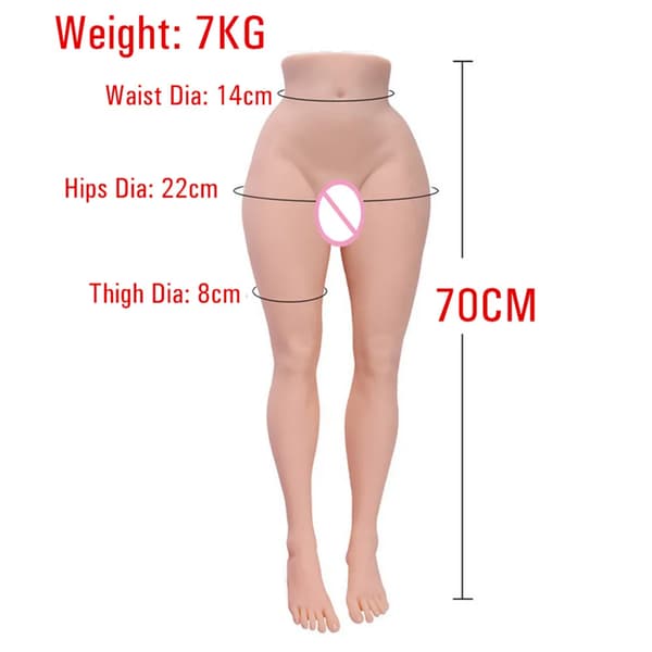 70 cm Lång Ben Sexdocka, Realistiskt TPE Material, Helt Rörlig Skelett,70 cm Rak Ben