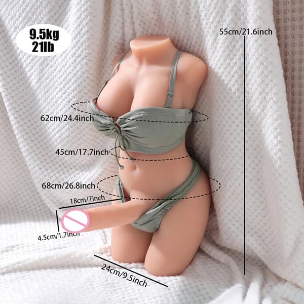 Halvkroppsdocka, Mjuk TPE-material, Realistisk design,9,5 kg