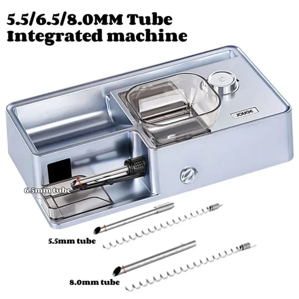 Automatisk Cigarettermaskin, 5.5mm/6.5mm/8mm Rörstorlekar, Rostfritt Stål och ABS-material, Kompakt Design,Silver