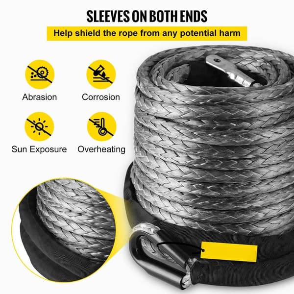 29m x 9,5mm 20500 lbs belastning Syntetiskt vinschrep, supertuffa UHMWPE-fibrer, ärmdesign på båda ändar, reparerbar, hållbar och lätt,lättinstallerad