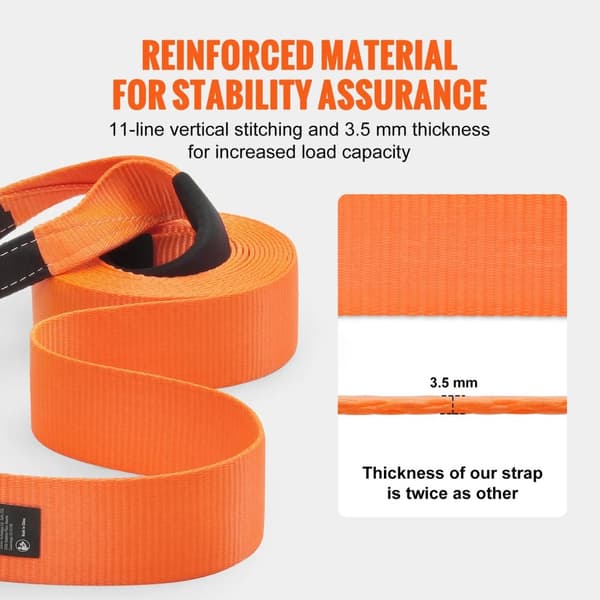 3,35 tum x 30 fot 36000 lbs brotthållfasthet polyester dragband kit, dragrep med ultrasäkert D-ringsbygel, lätt att förvara