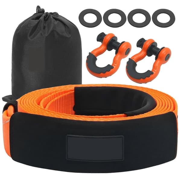 3,35 tum x 30 fot 36000 lbs brotthållfasthet polyester dragband kit, dragrep med ultrasäkert D-ringsbygel, lätt att förvara