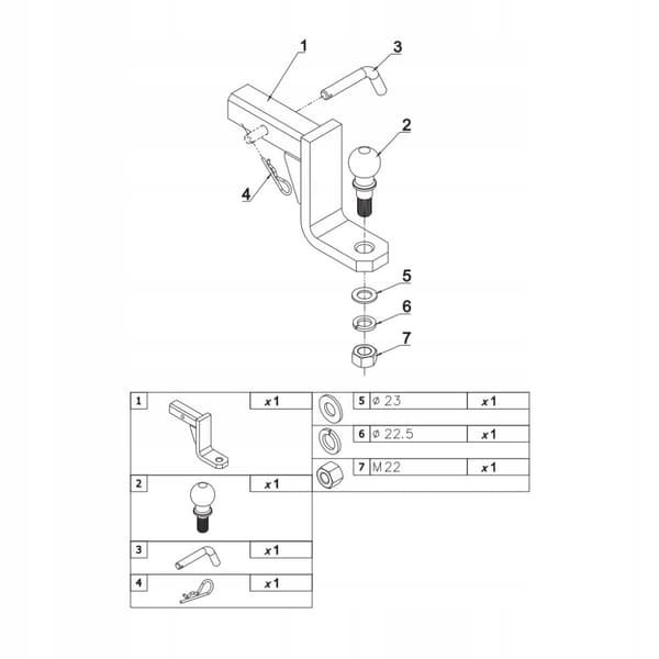 Vetokoukun madallusadapteri USA Auto Hak AH-8 52x52