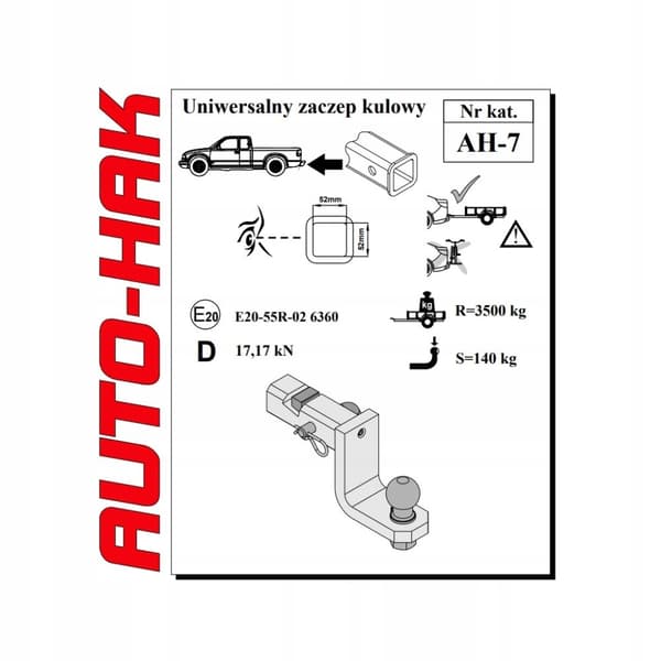 HAK ADAPTER USA röjningsalternativ AH-7 Auto Hak
