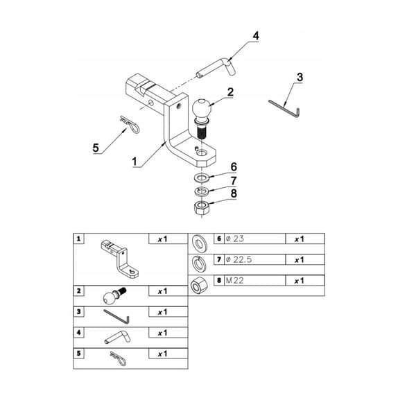 HAK ADAPTER USA röjningsalternativ AH-7 Auto Hak