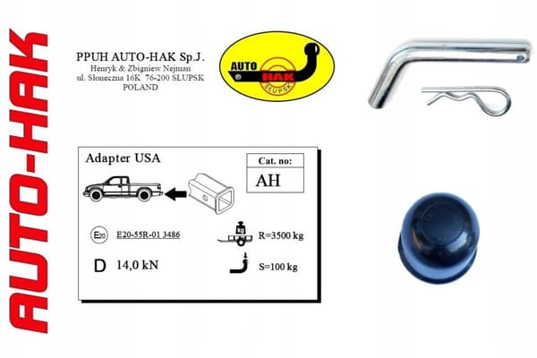HAK ADAPTER USA raivausvaihtoehto AH-5 Auto Hak