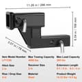 Miniatyrbillede 2 af 2: Trailer Hitch Forlænger, Maksimal Trækkapacitet 4000 lbs, Holdbar Stål Konstruktion,LFYC06