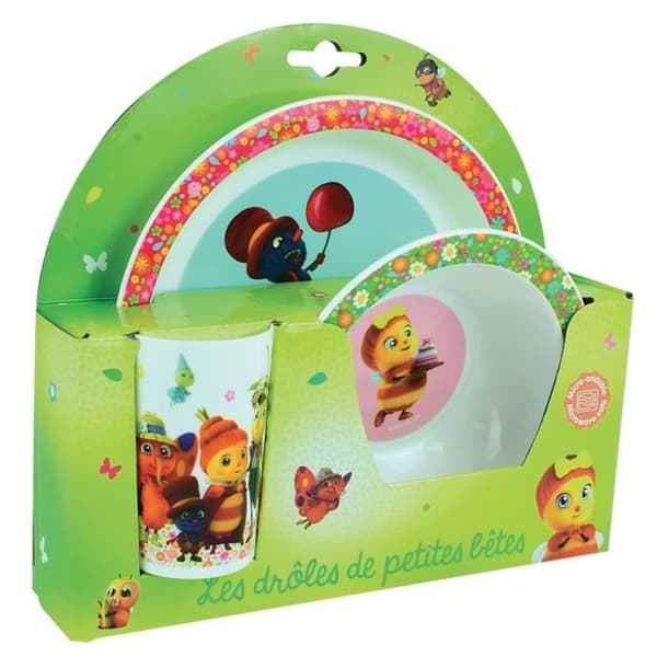 Fun House roliga små bestar måltidsset med 1 tallrik, 1 glas och 1 skål för barn