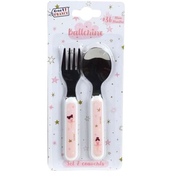 BALLERINA - Barnservis set med glas, sopptallrik, platt tallrik, bestick, vattenflaska och snackslåda