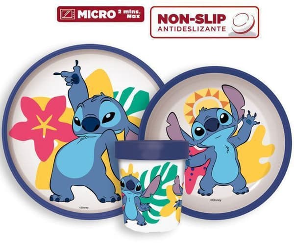 Coffert med måltid för baby Lilo och Stitch 3 delar Premium: Tallrik, Skål, Mugg - Utan BPA - Återvinningsbar plast