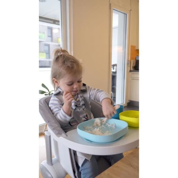 BÉABA - Set med silikonserviser för baby - Sugpropp - Rutschfri - 4 delar - Blå