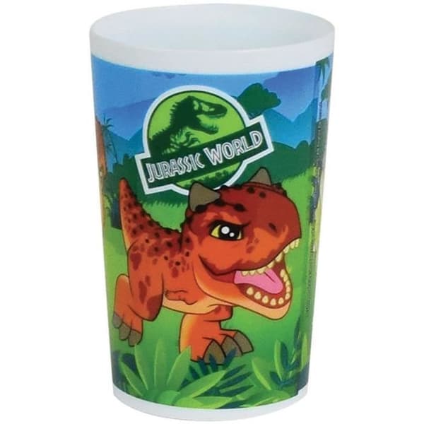 JURASSIC WORLD - Barnservis set med glas, sopptallrik, tallrik, bestick, vattenflaska och snackslåda