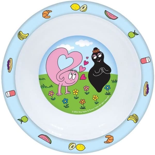 Mycket disk - FUN HOUSE - BARBAPAPA - Glas, tallrik Ø22 cm och Ø16 cm, bestick, vattenflaska och mellanmålslåda