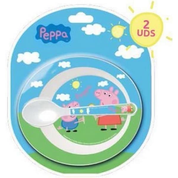 Peppa Pig matlåda för mikrovågsugn - Peppa Pig - Tallrik och sked - Blå - Peppa Pig licens
