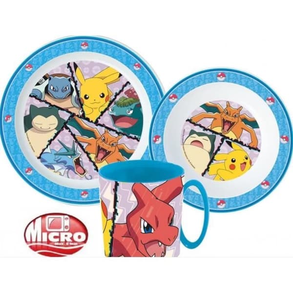 barnmåltid set POKEMON set 3 delar tallrik skål och mugg