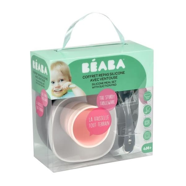 Måltidslåda i silikon - BEABA - Nattblå - Tallrik, skål, glas, sked - Baby 4 månader