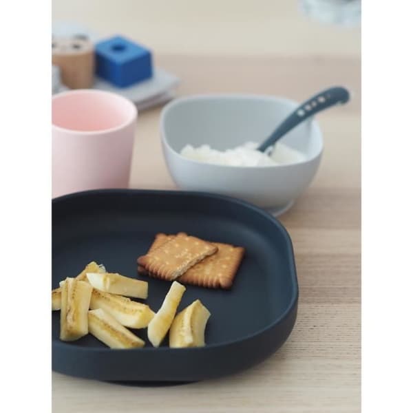 Måltidslåda i silikon - BEABA - Nattblå - Tallrik, skål, glas, sked - Baby 4 månader