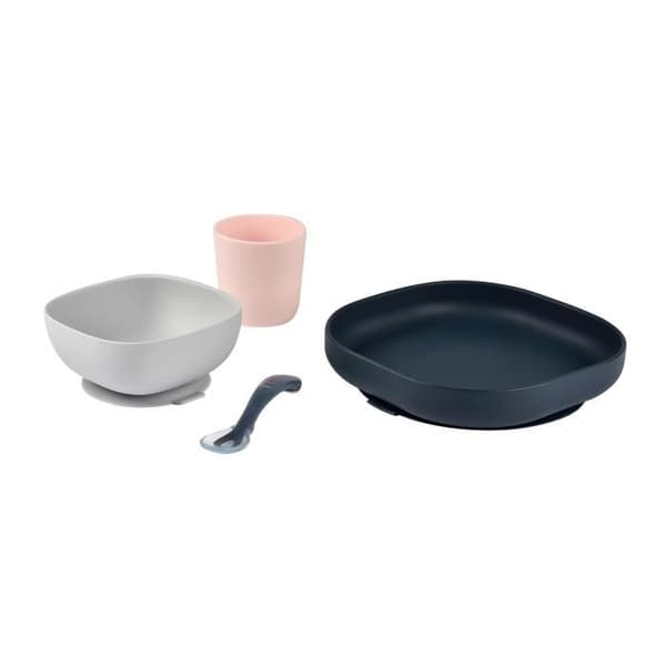 Måltidslåda i silikon - BEABA - Nattblå - Tallrik, skål, glas, sked - Baby 4 månader