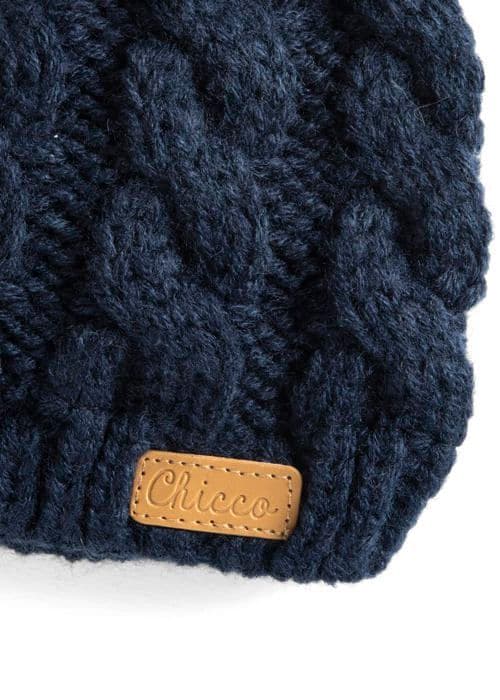 Ensemble - set måltid Chicco, Set mössa och handskar i bomull för vinter, Designad i Italien, Blå, 3 månader