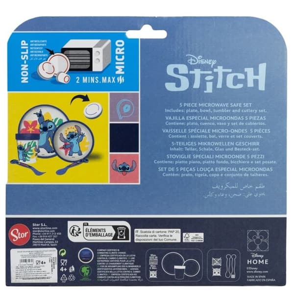 Mikrovågsugn köksutrustning Non Disney Stitchslip 5 st. (tallrik, skål, mugg, gaffel, tesked)