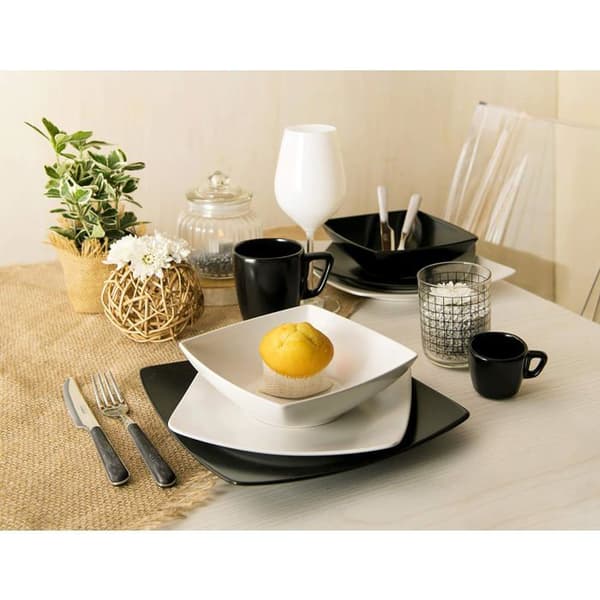Ensemble middag 18 delar "Eclipse" vit + svart R-615