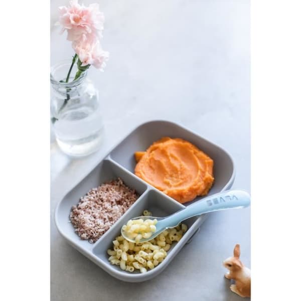 Béaba Repas Silikon Måltidsset med sugkopp Grå